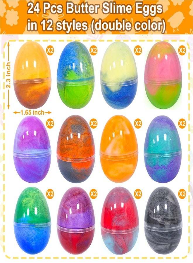 AMENON 24 Pack Easter Basket Filled with Butter Slime Kit Non-Sticky,Eggs Slime Stress Relief Squeeze Toys Surprise Egg for Kids Easter Hunt,Basket Stuffers for Classroom Prize and Party Favors - Image 3